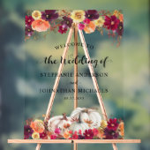 Elegante Herfst Bloemen Pompoen bruiloft Welkom Acryl Bord (Neutraal)