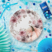 Elegante Herfst Bloemen Pompoen Neutrals Waterverf Papieren Bordje (Feest)