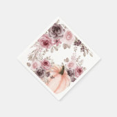 Elegante Herfst Bloemen Pompoen Neutrals Waterverf Servet (Hoek)