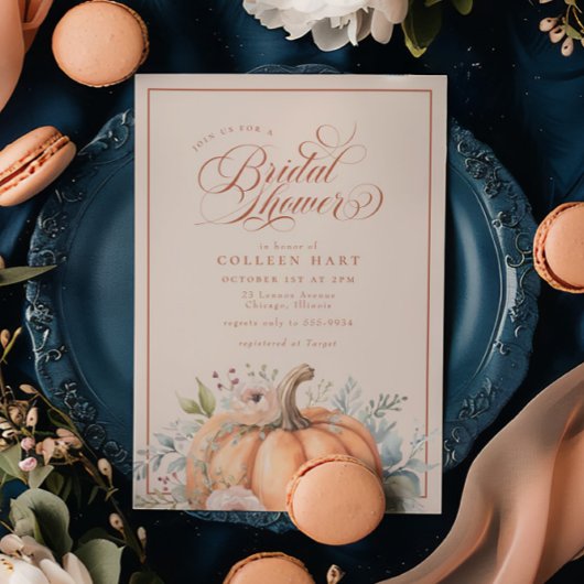 Elegante Herfst Bloemen Pompoen Script Vrijgezelle Kaart