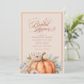 Elegante Herfst Bloemen Pompoen Script Vrijgezelle Kaart (Staand voorkant)