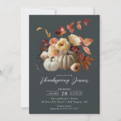 Elegante Herfst Bloemen & Pompoenen Thanksgiving Kaart (Voorkant)