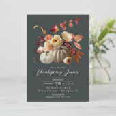 Elegante Herfst Bloemen & Pompoenen Thanksgiving Kaart (Staand voorkant)