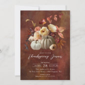 Elegante Herfst Bloemen & Pompoenen Thanksgiving Kaart (Voorkant)