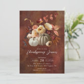 Elegante Herfst Bloemen & Pompoenen Thanksgiving Kaart (Staand voorkant)