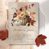 Elegante Herfst Bloemen & Pompoenen Thanksgiving Kaart