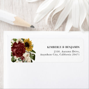 Elegante Herfst Bloemen Retouradres Etiket