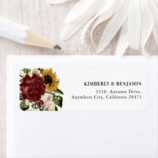 Elegante Herfst Bloemen Retouradres Etiket (Insitu)