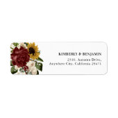 Elegante Herfst Bloemen Retouradres Etiket (Voorkant)