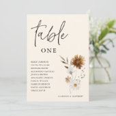 Elegante Herfst Bloemen Tafel Aantal Zitkaarten Kaart (Staand voorkant)