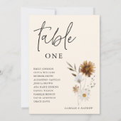 Elegante Herfst Bloemen Tafel Aantal Zitkaarten Kaart (Achterkant)