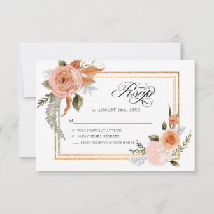 Elegante Herfst Bloemen Terracotta Roze Bloemen Go RSVP Kaartje