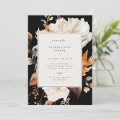 Elegante Herfst Bloemen Thanksgiving Diner Party Kaart (Staand voorkant)