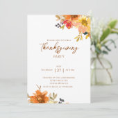 Elegante Herfst Bloemen Thanksgiving Partij Kaart (Staand voorkant)