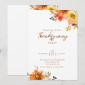 Elegante Herfst Bloemen Thanksgiving Partij Kaart (Voorkant / Achterkant)