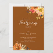 Elegante Herfst Bloemen Thanksgiving Partij Kaart (Voorkant)