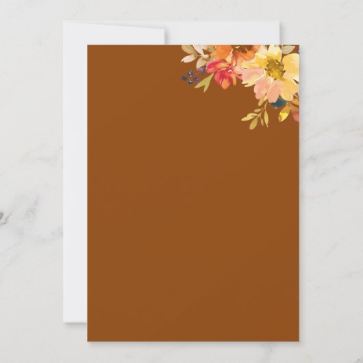 Elegante Herfst Bloemen Thanksgiving Partij Kaart (Achterkant)