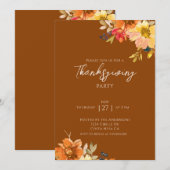 Elegante Herfst Bloemen Thanksgiving Partij Kaart (Voorkant / Achterkant)
