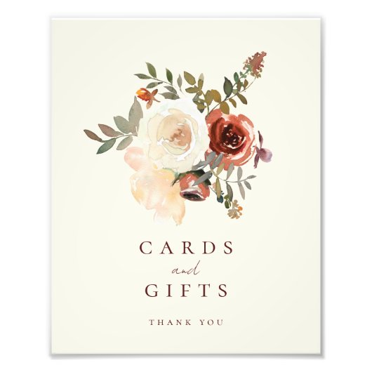 Elegante Herfst Bloemen Trouwkaarten & Cadeaubordj Foto Afdruk (Voorkant)