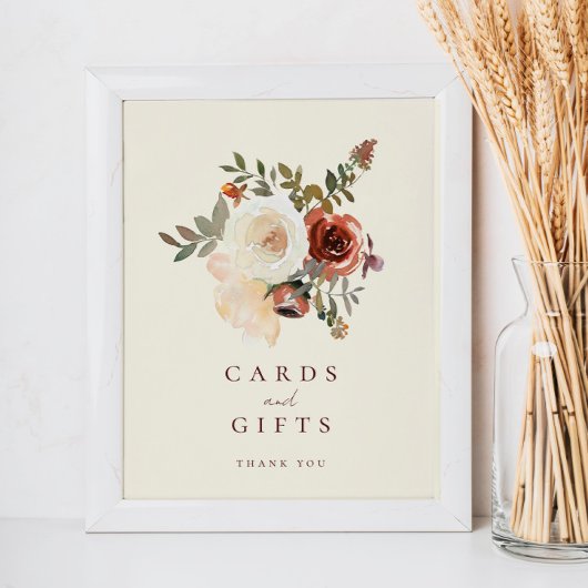 Elegante Herfst Bloemen Trouwkaarten & Cadeaubordj Foto Afdruk