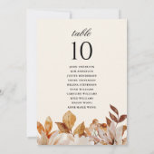 Elegante Herfst Bloemen Trouwtafel Nummers (Achterkant)