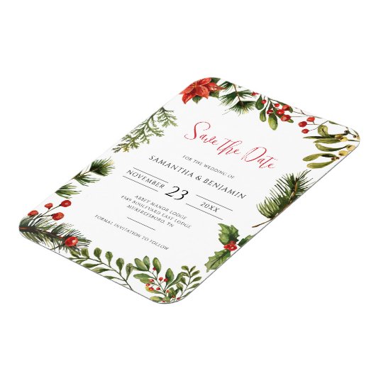 Elegante Herfst Bloemen Winter Bruiloft Save the D Magneet (Linkerzijde)