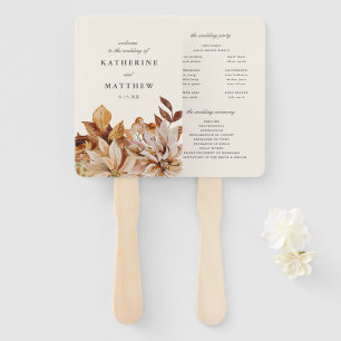 Elegante herfst bloemenaarde tonen bruiloft progra handwaaier