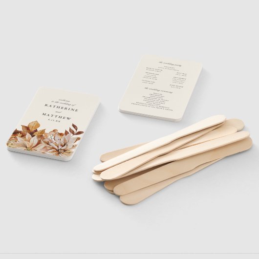 Elegante herfst bloemenaarde tonen bruiloft progra handwaaier (Niet-gemonteerd)