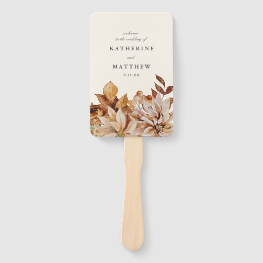 Elegante herfst bloemenaarde tonen bruiloft progra handwaaier (Voorkant)