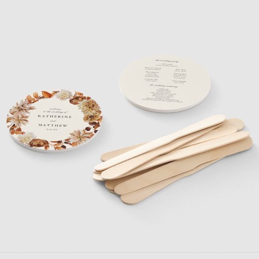 Elegante herfst bloemenaarde tonen bruiloft progra handwaaier (Niet-gemonteerd)