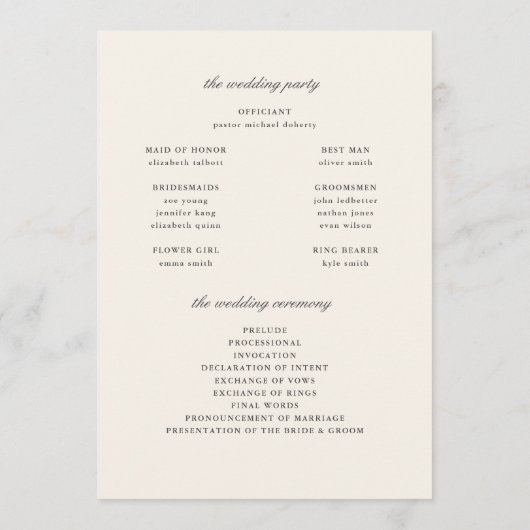 Elegante herfst bloemenaarde tonen bruiloft progra programmakaart (Achterkant)