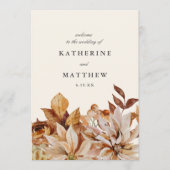 Elegante herfst bloemenaarde tonen bruiloft progra programmakaart (Voorkant)