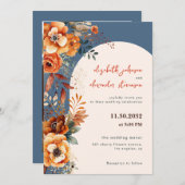 Elegante herfst bloemenboog bruiloft 1 foto kaart (Voorkant / Achterkant)