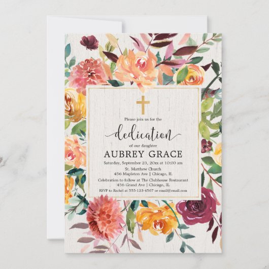 Elegante herfst bloemenbordeaux blush toewijding kaart (Voorkant)