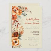 Elegante herfst bloemenbruiloft 1 foto kaart (Voorkant / Achterkant)