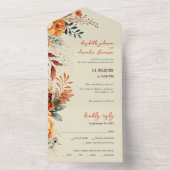 Elegante herfst bloemenbruiloft all in one uitnodiging (Binnen)