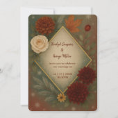 Elegante herfst bloemenbruiloft kaart (Voorkant)