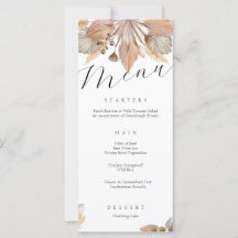 Elegante herfst bloemenbruiloft menu