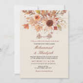 Elegante herfst bloemenbruiloft Moslim Waterverf Kaart (Voorkant)
