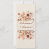 Elegante herfst bloemenbruiloft Moslim Waterverf Kaart (Achterkant)