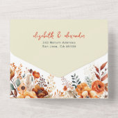 Elegante herfst bloemenbruiloft QR-code All In One Uitnodiging (Achterkant)