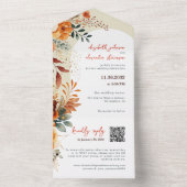 Elegante herfst bloemenbruiloft QR-code All In One Uitnodiging (Binnen)