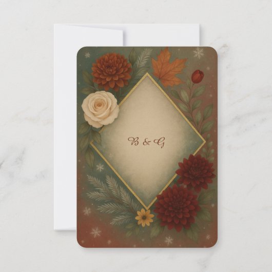 Elegante herfst bloemenbruiloft RSVP kaartje (Achterkant)