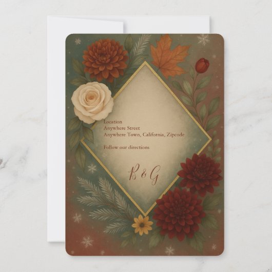 Elegante herfst bloemenbruiloft save the date kaart (Achterkant)