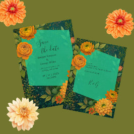 Elegante herfst bloemenbruiloft save the date kaart
