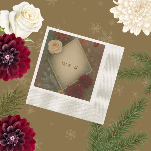 Elegante herfst bloemenbruiloft servet