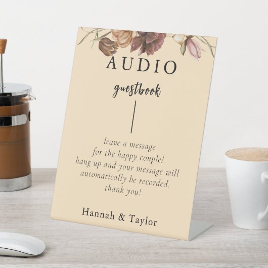 Elegante Herfst Bloemenbruiloft Telefoon Gastenboe Reclamebord Met Voetstuk (Insitu)