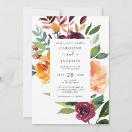 Elegante herfst bloemenbruiloft uitnodiging