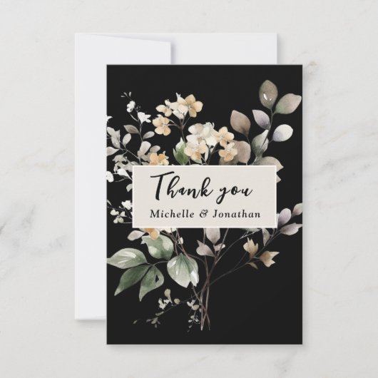 Elegante herfst bloemenbruiloft Waterverf Bedankkaart (Voorkant)
