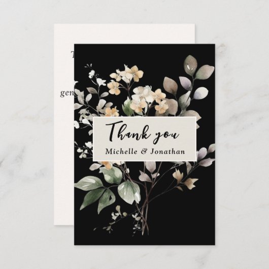 Elegante herfst bloemenbruiloft Waterverf Bedankkaart (Voorkant / Achterkant)